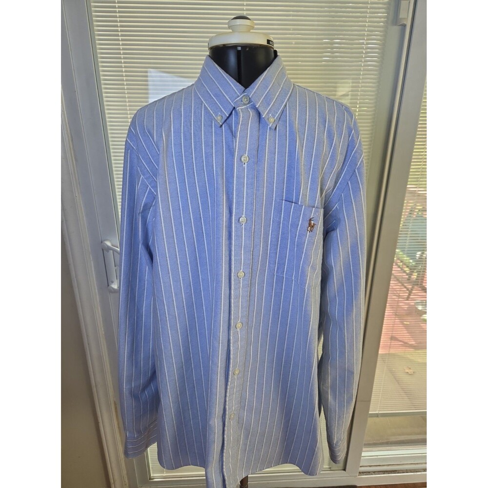Polo by Ralph Lauren Men's Button-Down Oxford Shirt Classic Fit Blue Size L EUC